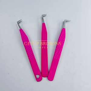 Pince à épiler pour extensions de cils de qualité supérieure, 90 degrés, revêtement rose vif, pince à épiler professionnelle pour cils, outils de beauté, usage en salon - Product Image 4