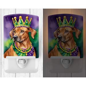 Luz nocturna de cerámica multicolor compacta 6x4x3 con certificación UL, nuevo diseño Rhodesian Ridgeback King Mardi Gras para pasillo de dormitorio - Product Image 2