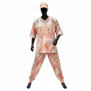 ชุดเซ็ต 2 ชิ้น ผ้าตาข่ายคุณภาพสูงสำหรับผู้ชาย เนื้อผ้าโพลีเอสเตอร์นุ่ม 180 GSM พิมพ์ลายทั่วตัว พร้อมโลโก้สั่งทำพิเศษ - Product Image 1