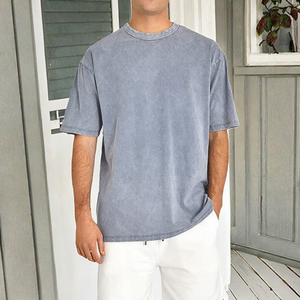 Camiseta Casual de Hombre, Oversize, Cuello Redondo, Manga Corta, Color Sólido, 100% Algodón Jersey - Product Image 3