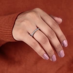 Round Cut Lab Grown Diamond Full Eternity <b>Wedding</b> Band Solid 10K 14K 18K Gold Shared Prong Stackable Anniversary Ring Wholesale - Product Image 3