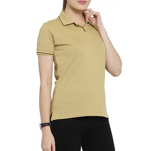เสื้อโปโลสีเบจสำหรับผู้หญิง ผ้าคอตตอนผสมเนื้อนุ่ม สวมใส่สบาย ระบายอากาศได้ดี เหมาะสำหรับพนักงานออฟฟิศ - Product Image 3
