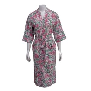Kimono de Algodón con Estampado Floral para Mujer, Manga Tres Cuartos, Cuello en V, Largo hasta la Rodilla, Ropa Casual Suave a Precio de Mayoreo - Product Image 1
