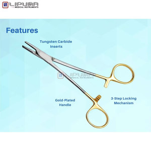 Porte-aiguille Mayo Hegar 6 pouces, qualité chirurgicale, en carbure de tungstène plaqué or, pour suture, instruments médicaux à verrouillage - Product Image 4