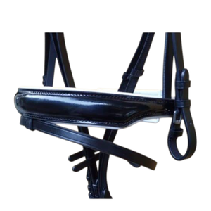 Brida de cuero para caballo con frontal de cristal de 3 hileras, acolchado blanco, narquera acolchada, brida de doma, equipo de lujo para caballo, riendas de cuero - Product Image 4