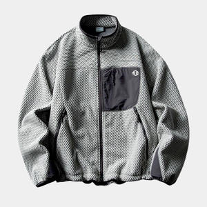 Men Fleece Zip Up <b>Jacket</b> Outdoor <b>Pattern</b> Sherpa Style Streetwear Warm Winter <b>Jacket</b> Custom Logo OEM Private Label Manufacturer - Product Image 3