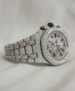 Montre de luxe Hip-Hop Black Ocean Jewels Jambo avec mouvement japonais à quartz, moissanite, verre tendance, 41 mm, bracelet 20 mm en acier inoxydable - Product Image 6