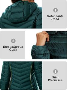 Women's Lightweight <b>Packable</b> Puffer <b>Jacket</b> Hooded Winter Quilted <b>Jacket</b> Custom Women's Hooded Puffer <b>Jacket</b> Water Resistant Coat - Product Image 3