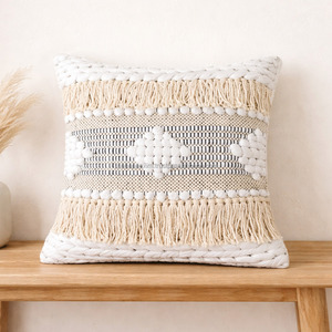 100% Cotton Bohemian Cushion Cover With Fringed <b>Bed</b> Room Pillow Case <b>Sofa</b> Boho Beautiful Accent Wool Pillows Covers Boho - Product Image 4