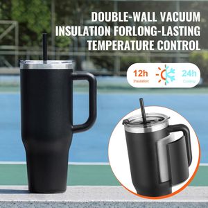 Borraccia Sportiva Isolata in Acciaio Inox da 40 oz, Tazza da Caffè a Doppia Parete con Coperchio per Viaggi, Campeggio e Idratazione in Palestra - Product Image 2