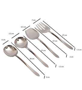 Ensemble de cuillères à salade polies en acier inoxydable écologique, résistant au lave-vaisselle, pour usage quotidien - Product Image 1