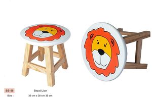 Taburete Infantil de Madera con Diseño de León, Silla Alta para Dormitorio, Sala de Juegos o Guardería - Product Image 2