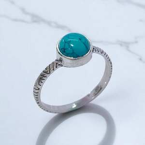 Bagues en argent sterling 925 avec pierres précieuses naturelles turquoise et labradorite, style classique, sertissage clos, bagues de mariage pour femmes, vente en gros - Product Image 2