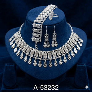Indian Wedding Gold Plated Zinc Alloy Lab Created Zircon Jewelry Set Trendy Torques Link <b>Choker</b> Dangle Earrings Bracelet A-53236 - Product Image 5