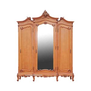 ไม้มะฮอกกานีวอลนัทแข็งสามประตู armoire ฝรั่งเศสสไตล์จังหวัดประตูกระจกออกแบบยุโรปเฟอร์นิเจอร์บ้านที่สามารถปรับได้ - Product Image 1