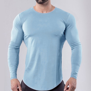 Muscle Sports Fitness Casual Fashion OEM logo Custom <b>Men's</b> Slim <b>Stretch</b> Gym Workout Athletic <b>Men</b> Long Sleeve T-<b>shirt</b> t <b>Shirts</b> - Product Image 2
