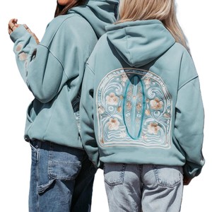 Coastal Embroidered Hoodie Oversized Fleece Sweatshirt Shell Design Summer Casual Wear <b>for</b> Women and <b>Men</b> - Product Image 3
