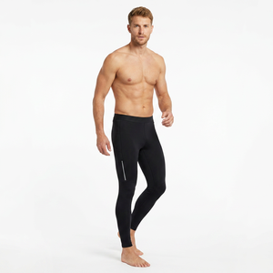 Leggings de compression intégrale pour hommes, noirs unis, en Spandex et Nylon, taille élastique, pour le sport - Product Image 4