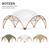 Tente de glamping à membrane tendue BOTEEN, fabrication directe d'usine, 950G PVC, 12x12x4.6M, structure carrée en acier, villa de luxe, tente de safari, BSCI