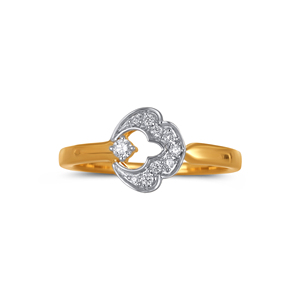 Anillo Clásico con Diamantes en Forma de Flor, Acabado en Oro con Piedra Redonda Brillante Cultivada en Laboratorio, Diseño Floral Pavé - Product Image 2