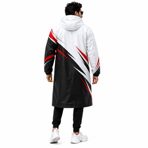 Veste de pluie à capuche imperméable personnalisée pour homme, en polyester enduit de PVC, doublée de polaire, coupe-vent, pour le travail en extérieur - Product Image 4