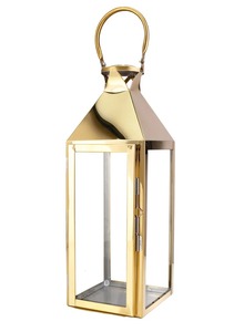 Decorative Antique Style Modern <b>Brass</b> <b>Lantern</b> With Glass Panels And Candle For Home Decoration - Product Image 6
