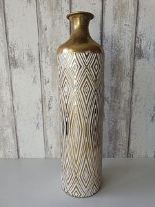 Vase de table en laiton fait main avec motif géométrique, style bohème, décoration - Product Image 1