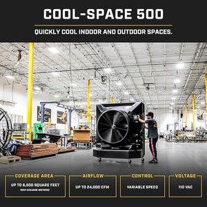 เครื่องทำความเย็นแบบระเหยพกพา 500 รุ่น, พัดลมขนาดเส้นผ่านศูนย์กลาง 50 นิ้ว, ใช้ได้ทั้งภายในและภายนอกอาคาร, ใช้งานต่อเนื่องหรือเติมน้ำได้ (ความจุ 64 แกลลอน) - Product Image 4