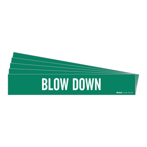 Marcador de Tuberías Flexible Brady BLOW Down, Adhesivo de Alta Durabilidad, 4 x 24 Pulgadas, para Tuberías Industriales - Product Image 1