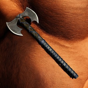 Handmade Double Head Viking <b>Axe</b> Carbon Steel Blade Wood <b>Handle</b> With Leather sheath The Phantom Viking <b>Axe</b> - Product Image 1
