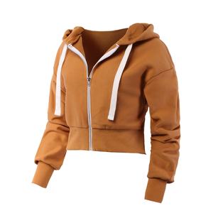 Nouveau sweat à capuche zippé court pour femme, manches longues, 100% coton biologique français, sweat à capuche court d'hiver pour femme - Product Image 3