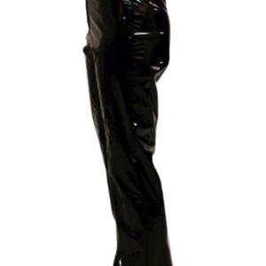 Leggings en similicuir noir pour femme, taille haute, coupe ajustée, brillants, écologiques, pantalon de mode extensible, pour club, soirée, décontracté - Product Image 3