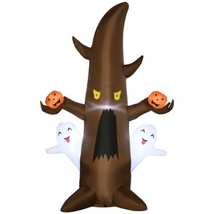 Albero Gonfiabile LED da 1,5 m in PVC con Fantasmi di Halloween e Zucche Sorridenti per Decorazioni Esterne di Giardini e Feste - Product Image 1