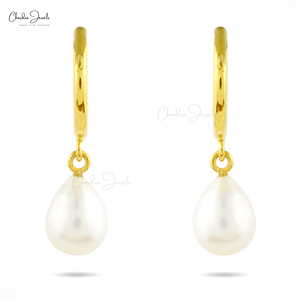 Pendientes Colgantes de Perlas de Agua Dulce en Forma de Gota de Alta Calidad, 6x4mm, Plata de Ley 925, Hechos a Mano, Estilo Minimalista para Mujer, para Boda - Product Image 3