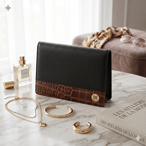 WRIZA Coffret cadeau ouvert en cuir véritable premium avec blocage RFID pour hommes |   Portefeuille, stylo, porte-clés, texture croco, coffret combo |   Anniversaire - Product Image 5