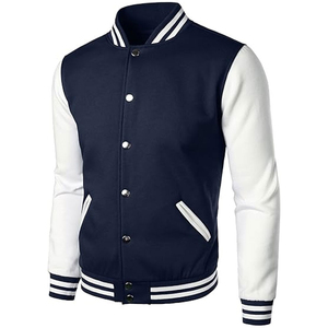 Custom Logo Vintage Wool Chenille Embroidery Stand Collar Hooded Streetwear Baseball Letterman Pattern Varsity Jacket <b>Men</b> - Product Image 2