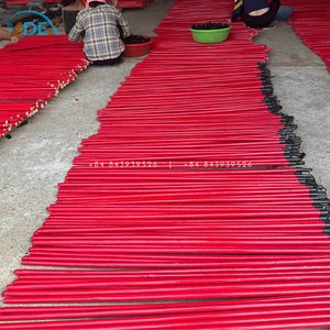 Juego de palos de fregona italianos mango largo rojo recubierto de PVC mango de escoba de madera recogedor palos de Metal de aluminio fregona italiana recogedor escoba - Product Image 4