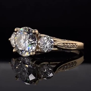 Bague de fiançailles en or massif 14 carats pour femme LILABA ENTERPRISE, diamant taille brillant, naturel, certifié IGI, 3-4g, couleur H, romantique - Product Image 3