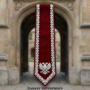 Cinturón de terciopelo rojo bordado a mano con hilo de oro para miembros de la logia masónica, Rito Escocés, águila bicéfala, insignia personalizada. - Product Image 1