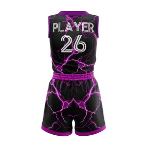 ชุดบาสเก็ตบอลพิมพ์ลายแบบซับลิเมชั่นสำหรับผู้ใหญ่ เด็ก และเด็กหญิง ระบายอากาศได้ดี ซับเหงื่อ คุณภาพสูง ผลิตจากโพลีเอสเตอร์ 100% - Product Image 3