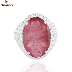 Handmade classic hottest <b>rings</b> 925 sterling silver Doublet pink tourmaline <b>quartz</b> gemstone texture <b>ring</b> ready stock wholesale - Product Image 3