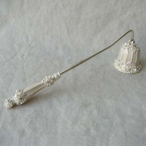 Vintage Antique Brass Dark <b>Grey</b> Silver White Zinc Alloy <b>Candle</b> Snuffer With Hand Epoxy and Rhinestones - Product Image 4