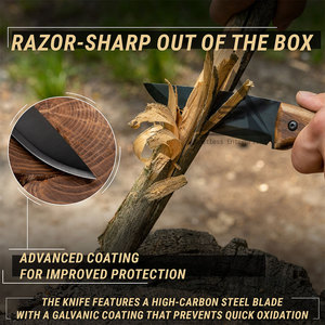 Couteaux à lame fixe de haute qualité en acier Damas inoxydable, matériau durable et imperméable, manche en bois DIY, OEM, garantie 3 ans - Product Image 4