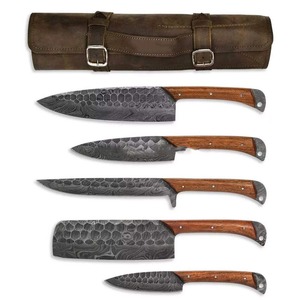 Ensemble de couteaux de chef professionnels en acier Damas, durables et tranchants, ensemble de couteaux de cuisine très vendus avec sac en cuir - Product Image 1
