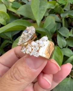 Bague de mariée en moissanite et diamants en forme de poire, design unique, pour femme, en argent 925 véritable, cadeau de fiançailles pour les amoureux - Product Image 3