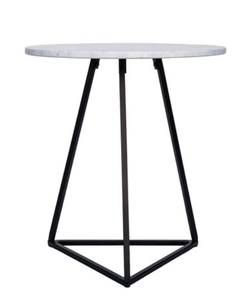 White Marble Round Coffee <b>Table</b> <b>Black</b> Metal Accent <b>Side</b> <b>Table</b> Modern Living Room Furniture - Product Image 2
