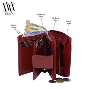 WRIZA Coral Red Genuine Leather RFID Wallet for Women | Classic Minimalist Travel Ready Compact <b>Purse</b> 9 Card Slots Secure - Product Image 3