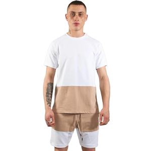 Custom Color Block T Shirt Shorts <b>Set</b> Cotton Summer Outfit Unisex OEM Private Label Casual Streetwear Printing Ready <b>Set</b> - Product Image 1