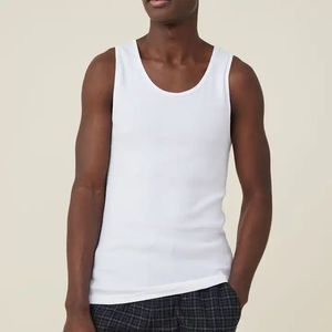 Camiseta sin mangas ajustada con cuello redondo y canalé, blanca, para hombre, de algodón, con logotipo personalizado, impresión por sublimación, 100% personalizable, venta al por mayor - Product Image 6