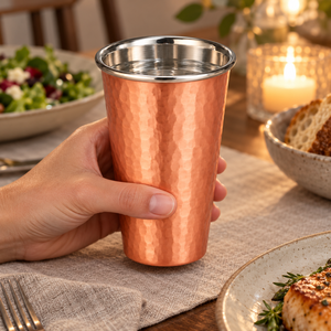 Mug à bière en acier inoxydable 304 martelé, tasse à double paroi isolée, portable pour le camping, la maison, le bar, le bureau - Product Image 4